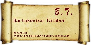 Bartakovics Talabor névjegykártya